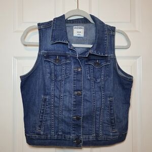 Old Navy Women's Denim Vest Button Up Pockets Size M